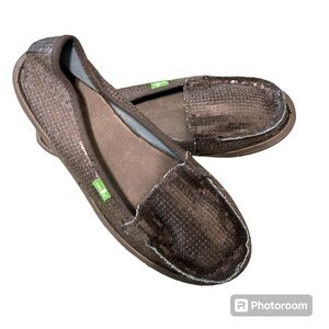 Sanuk Black Sequin Sidewalk Surfers 8
